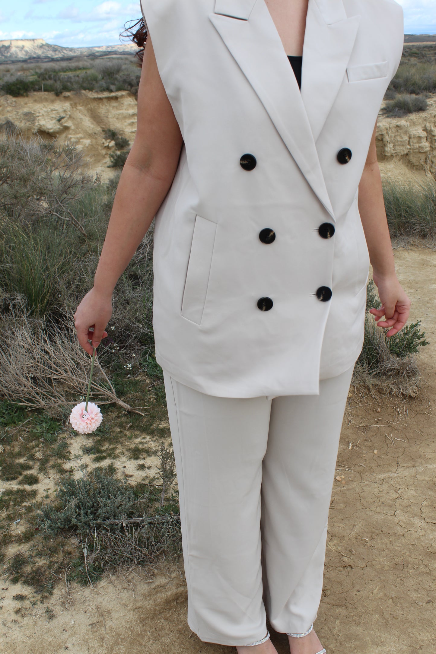 ensemble pantalon droit costume beige dahlia