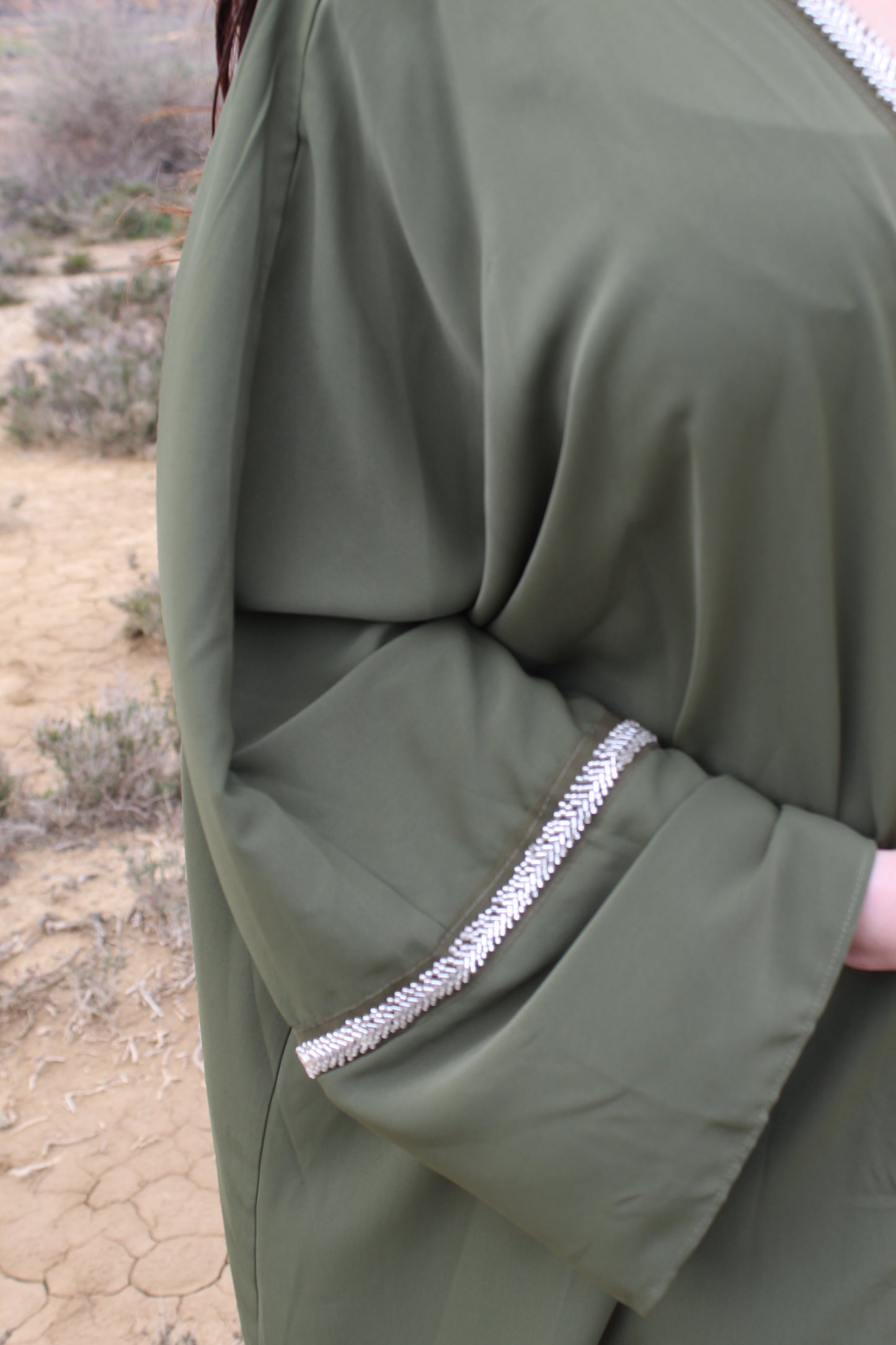 Kimono long abaya dubai kaki dahlia