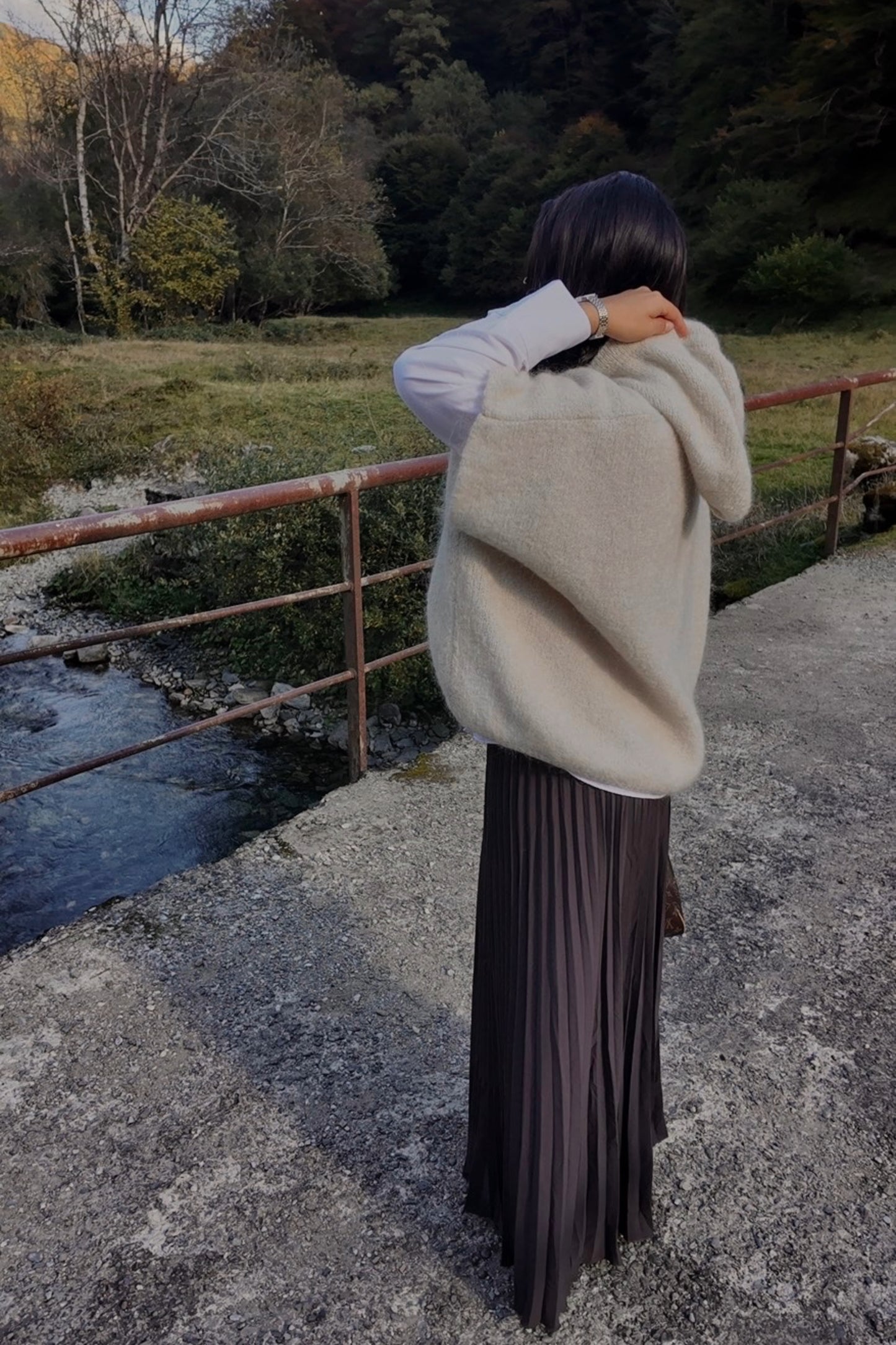 Jupe plissé longue café