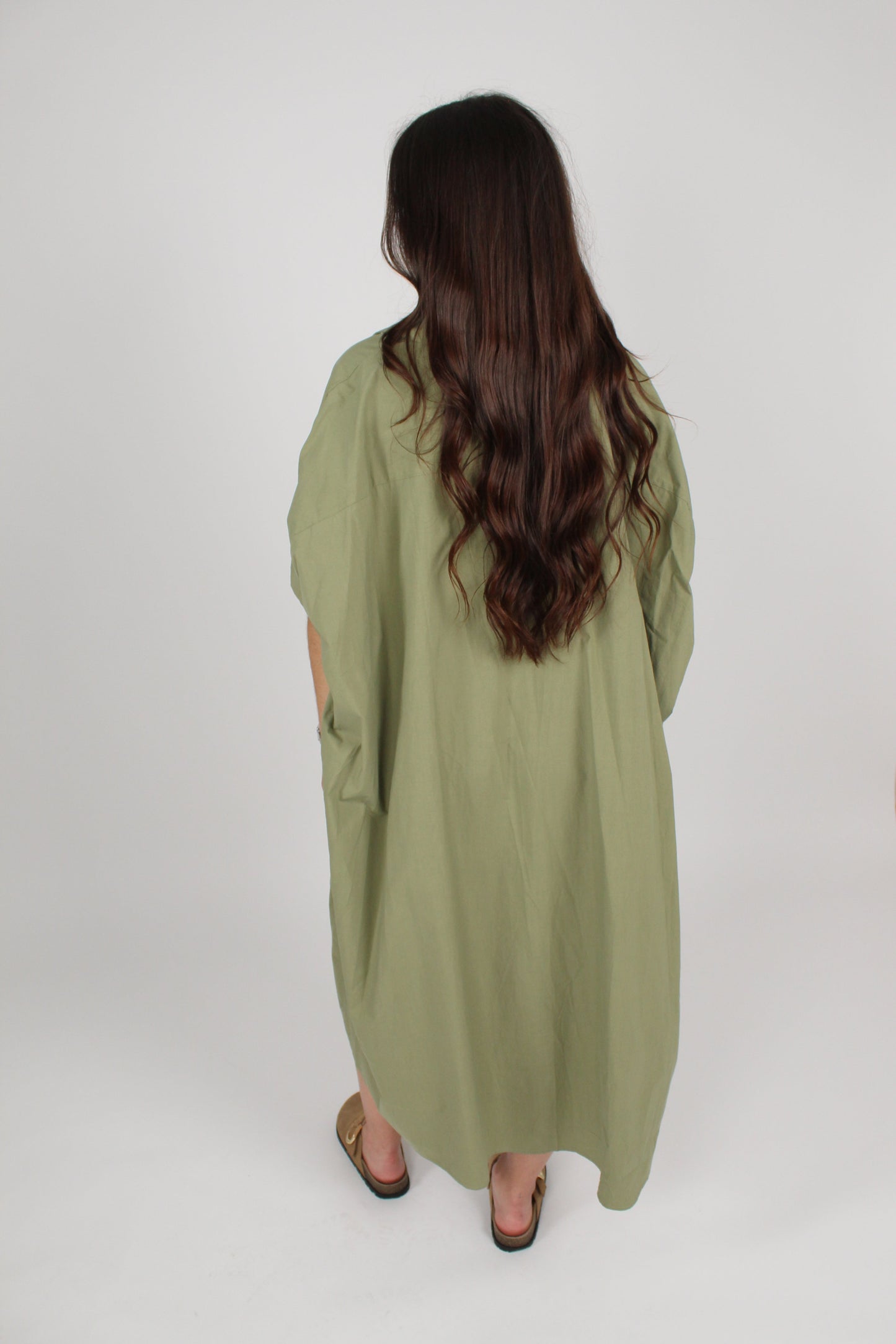 Robe chemise ample kaki