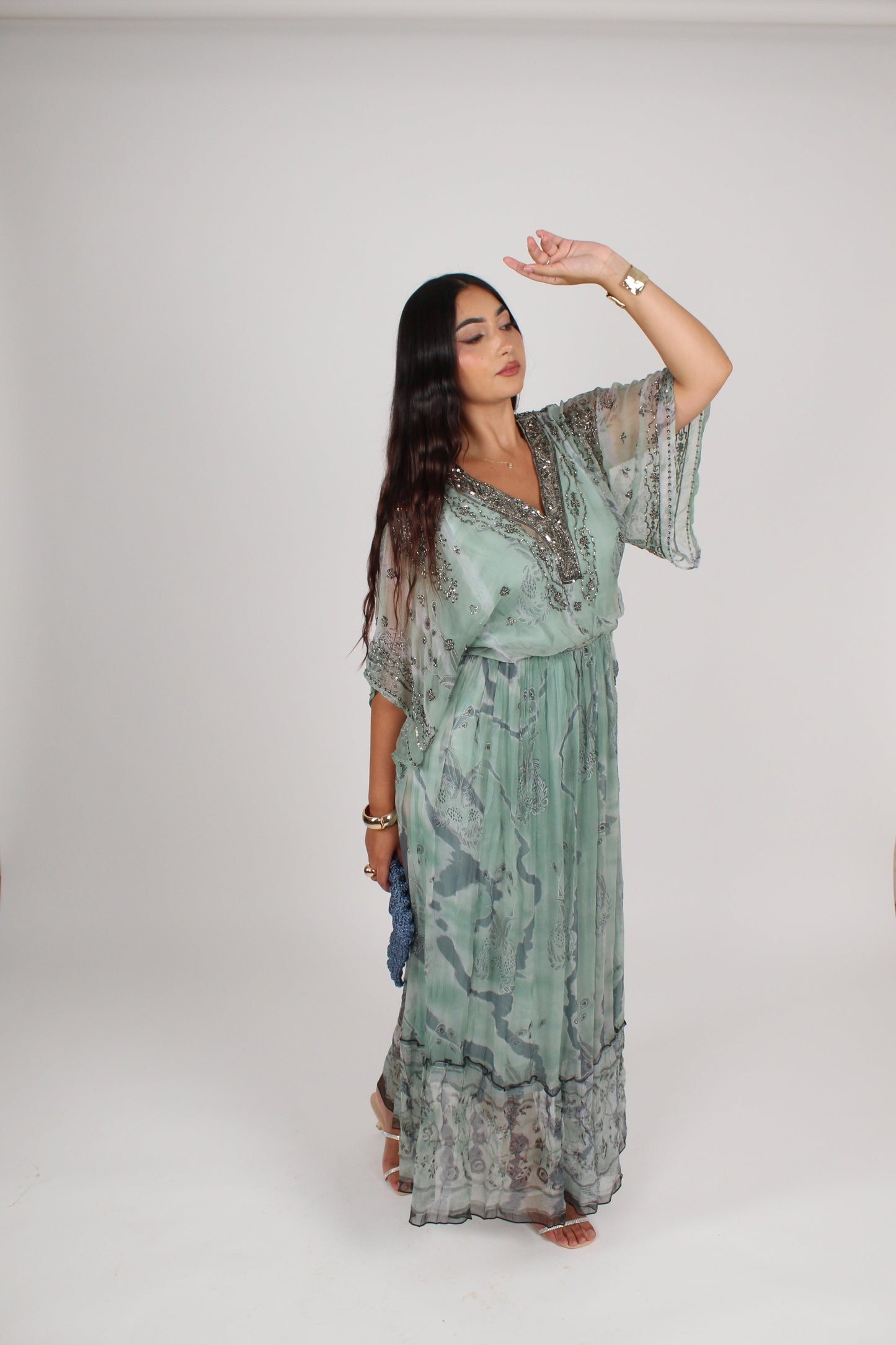 Robe longue bohème bleu