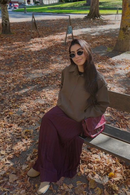 Jupe plissé longue bordeaux