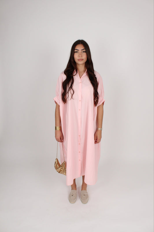 Robe chemise ample rose