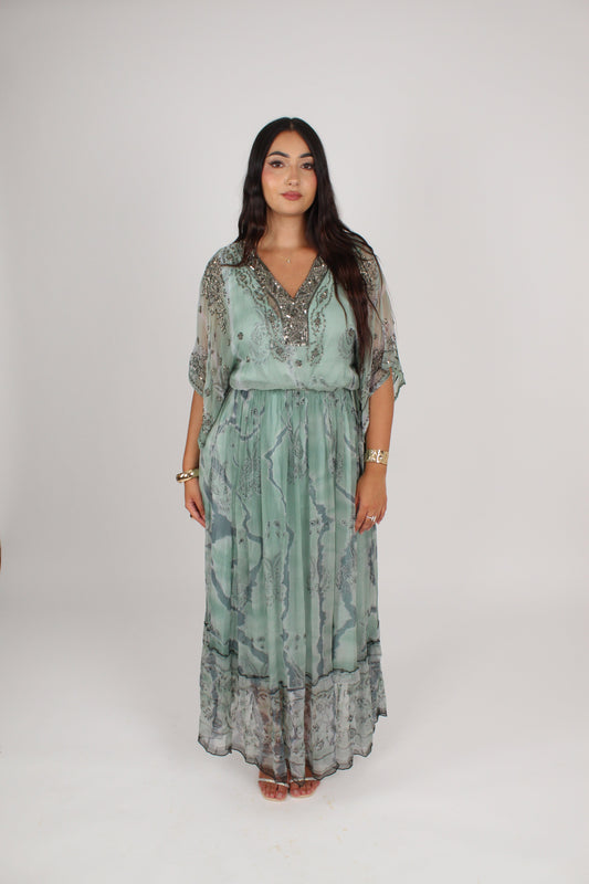 Robe longue bohème bleu